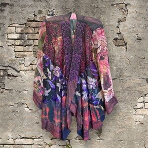Soft Surroundings Floral Paisley Sheer Waterfall Open Kimono